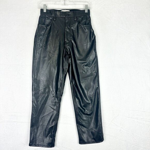 Abercrombie & Fitch Curve Love Vegan Leather Ankle Straight Pant 2 Short NWT - Picture 6 of 12